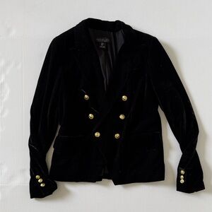 Rachel Zoe Black Velvet Blazer with Gold Buttons